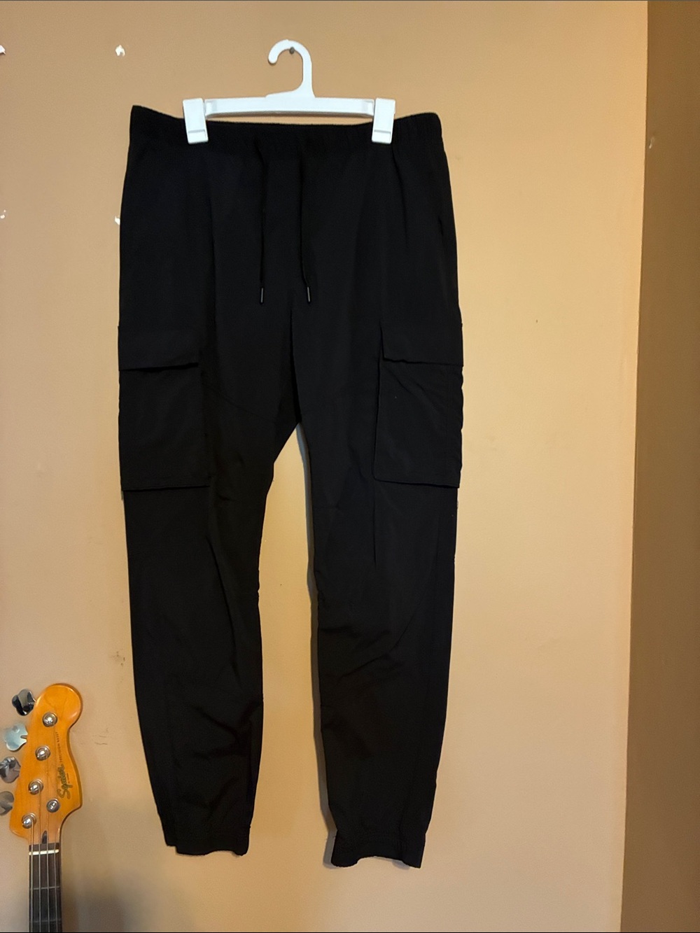H&M Black Parachute Cargo Joggers with Drawstring Waist
